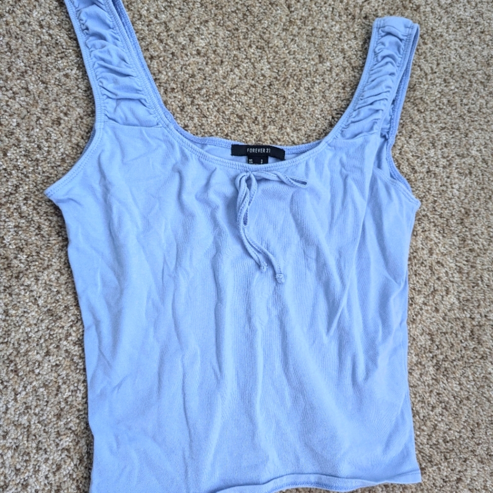 Forever 21 Blue Ruched Tie Front Camisole
